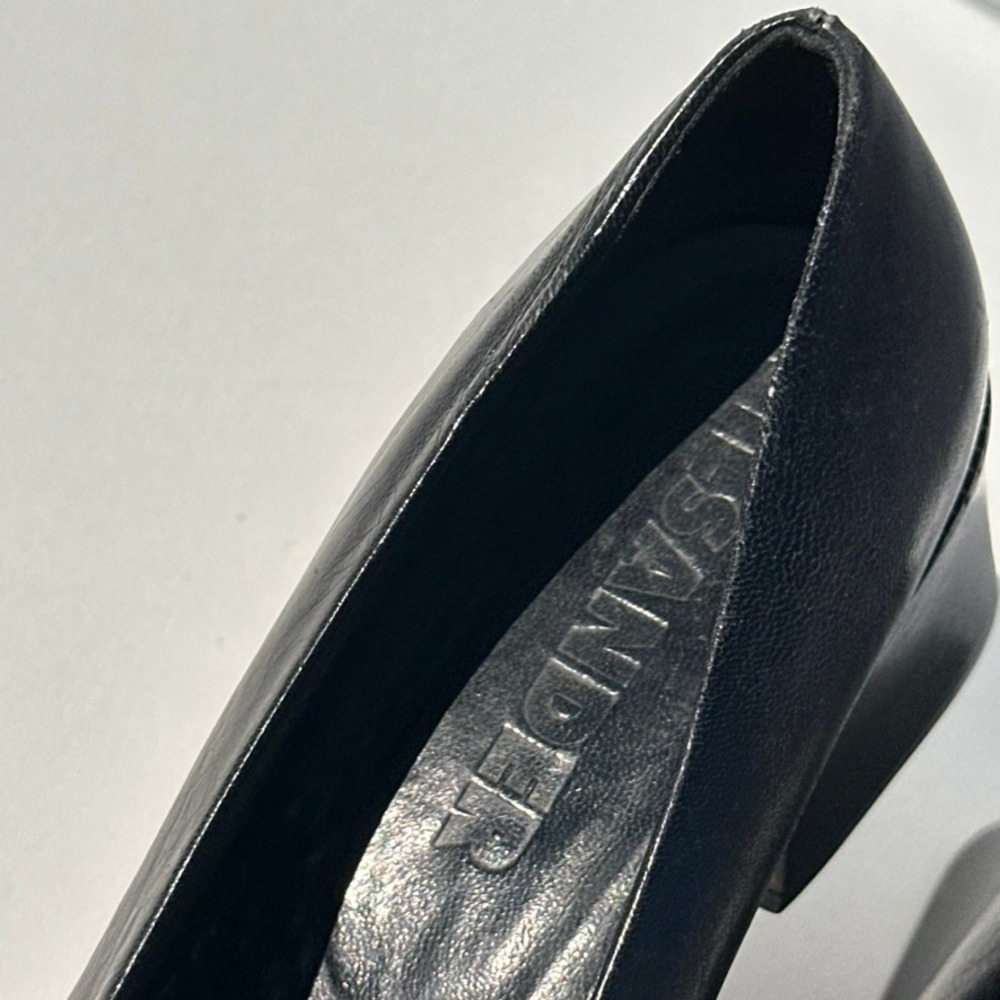 Jil Sander Vintage Black Leather Square Toe Block Heel Pumps Made in Spain 38 - Picture 7 of 13
